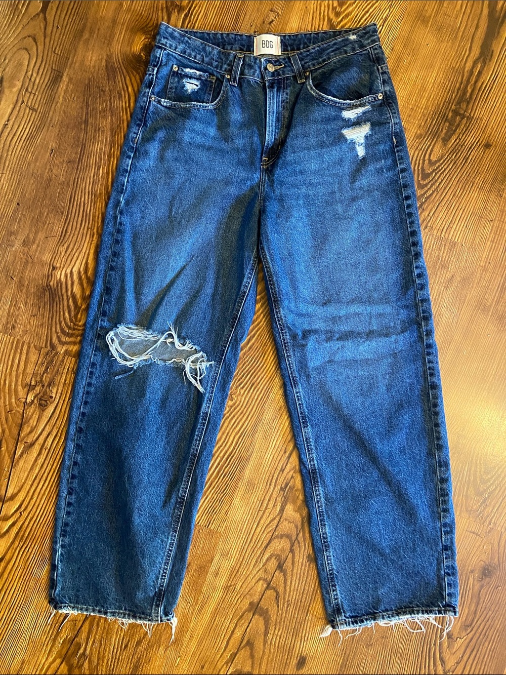 BDG Urban Outfitters Distressed High-Waist Tappered Baggy Jeans Dark Blue Sz 30